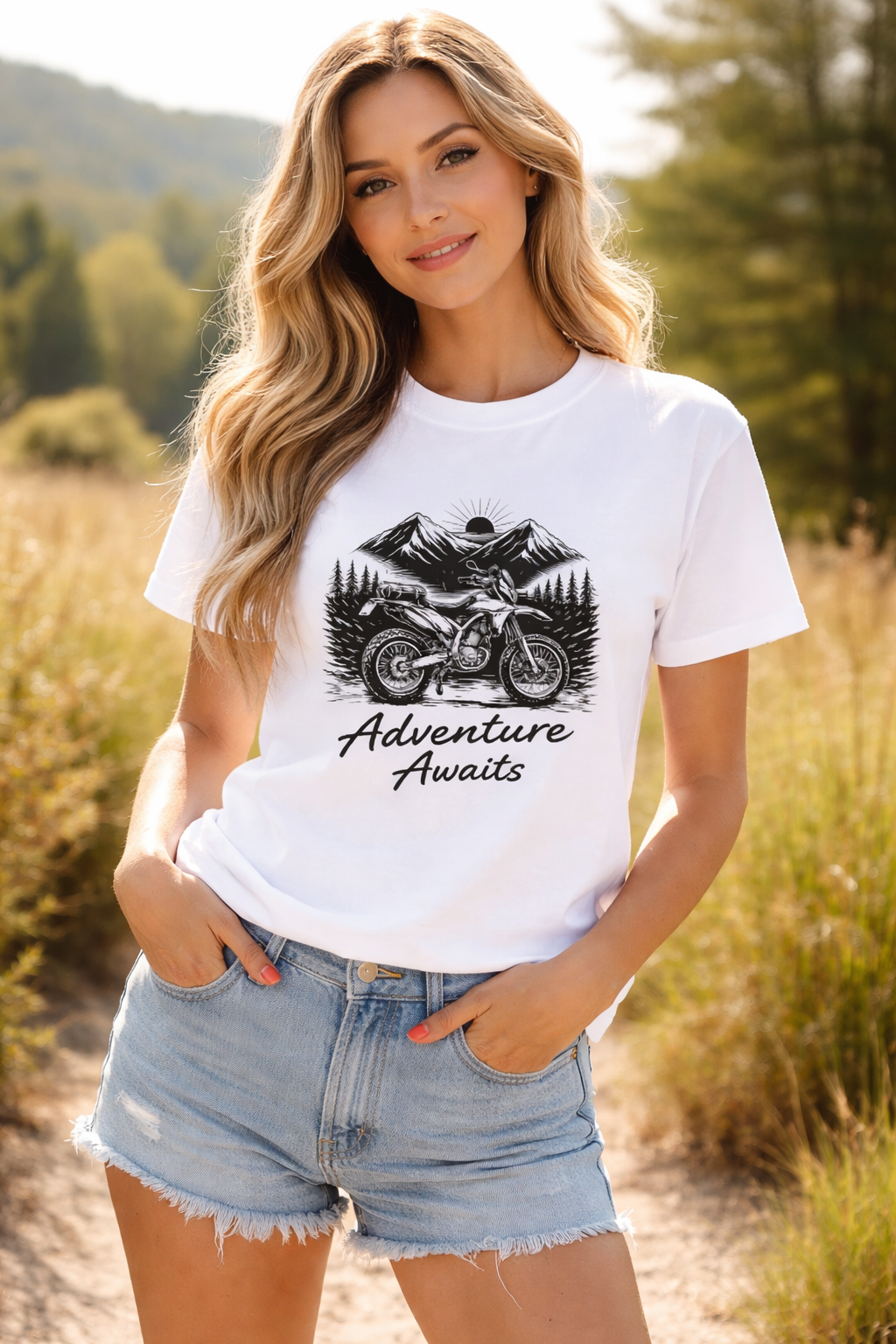 Adventure Awaits Graphic Printed T-Shirt – White