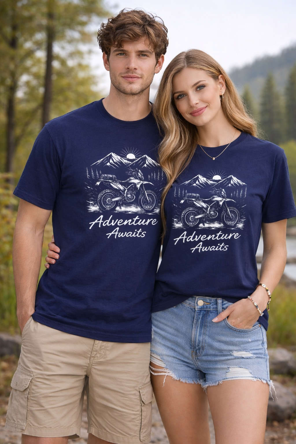 Adventure Awaits Graphic Printed T-Shirt – Royal Blue