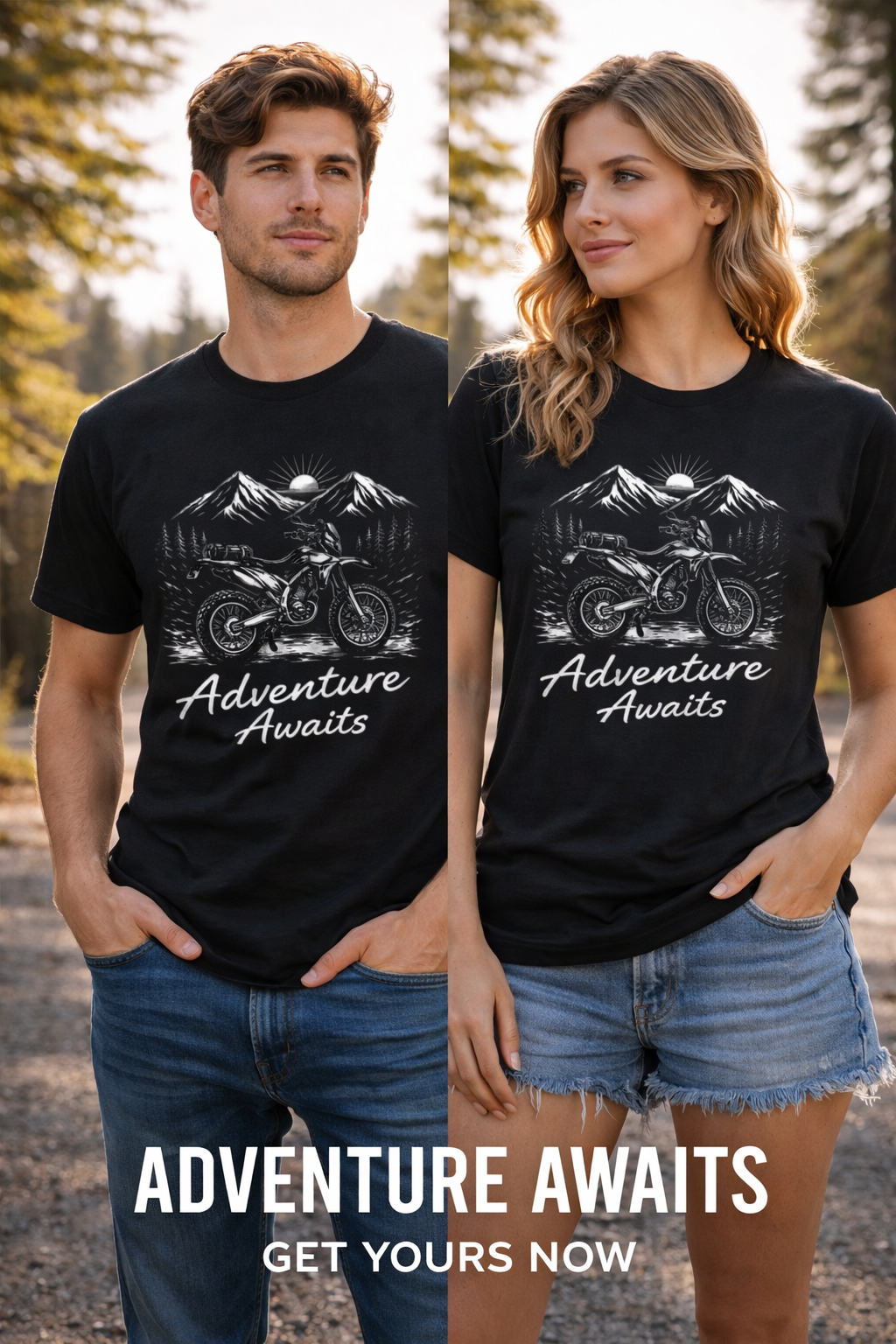 Adventure Awaits Graphic Printed T-Shirt – Black