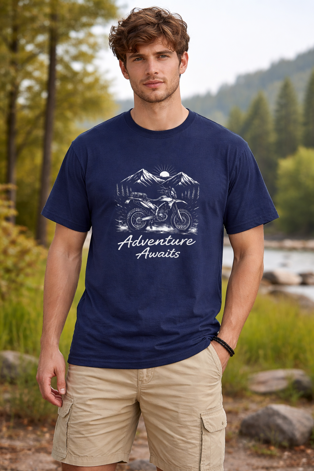 Adventure Awaits Graphic Printed T-Shirt – Royal Blue
