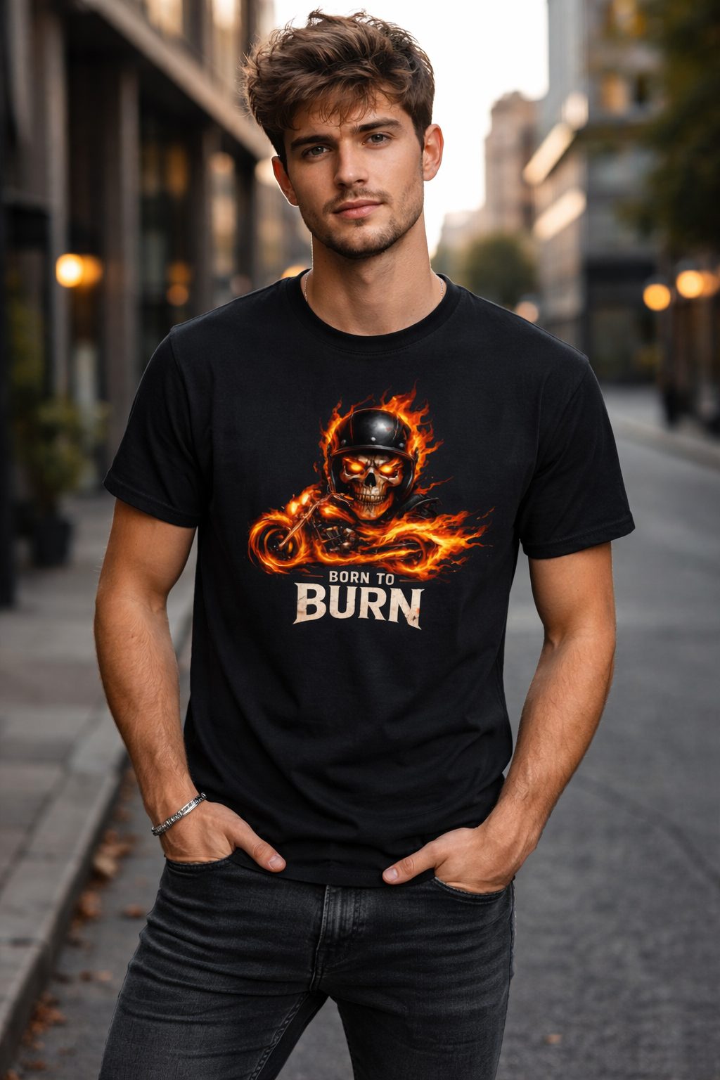 Born To Burn Graphic Printed T-Shirt – Black