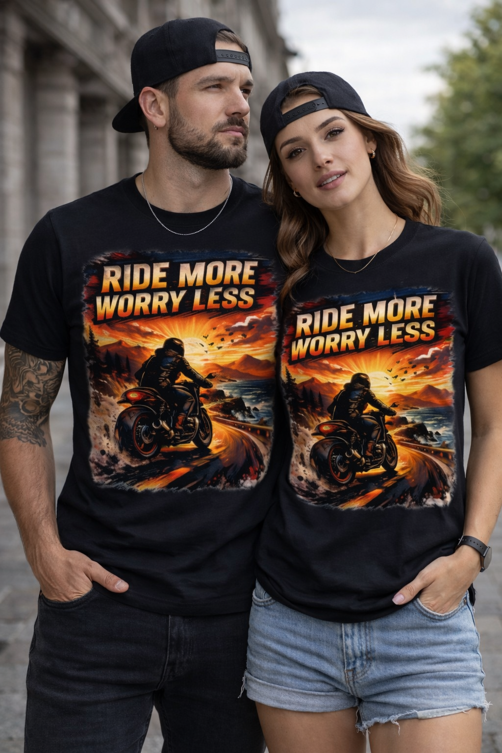 A Ride More Worry Less Graphic Printed T-Shirt – Black
